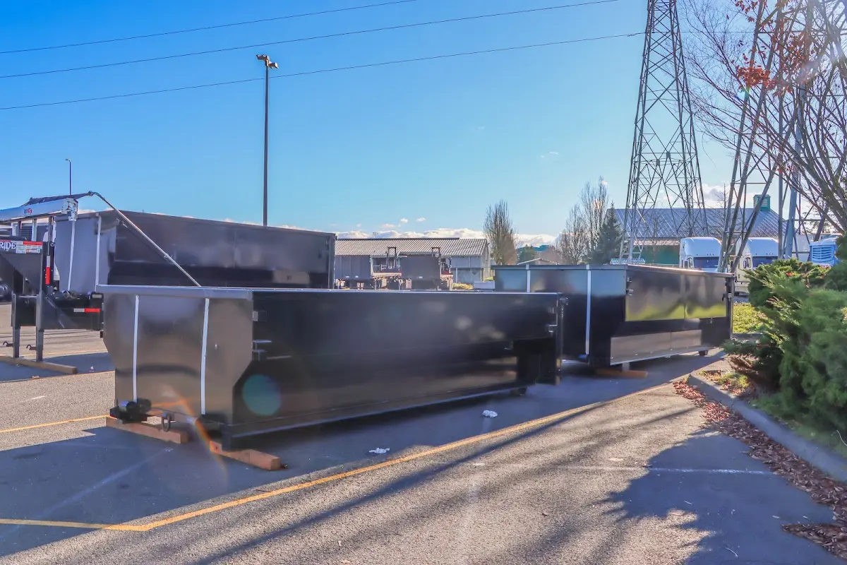 Roll-off dumpster ready for waste disposal at job site for Construction Dumpster Rental in Eaton
